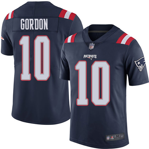 New England Patriots Football #10 Rush Vapor Limited Navy Blue Men Josh Gordon NFL Jersey